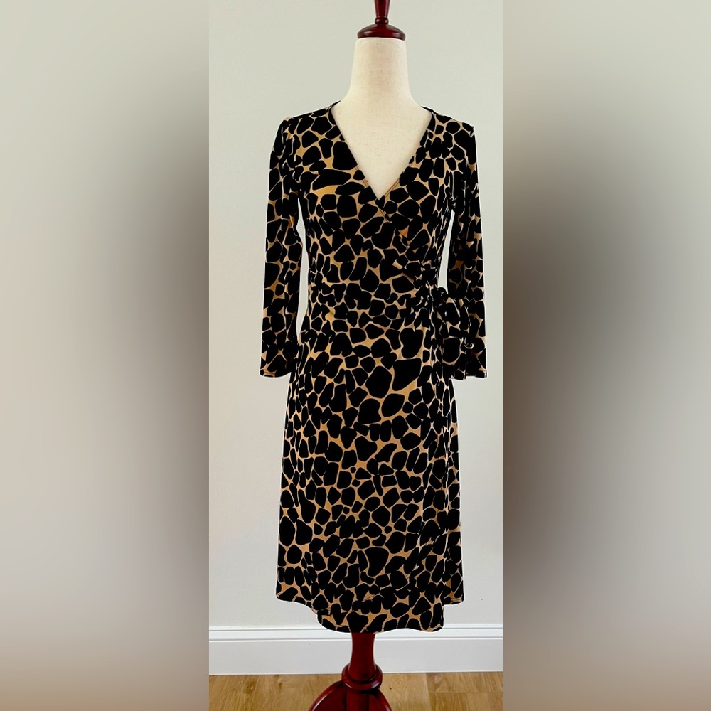 Giraffe print wrap dress